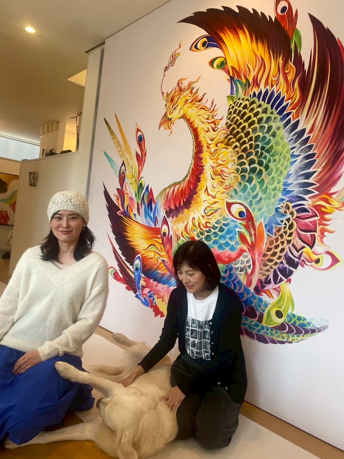 Xmasモードの朝みみ！書家、芸術家の紫舟さんのアトリエにて～vol.2  &ldquo;プレシャス・ファミリー&rdquo; である イングリッシュゴールデンレトリーバーのルーくんも参加してくれました～